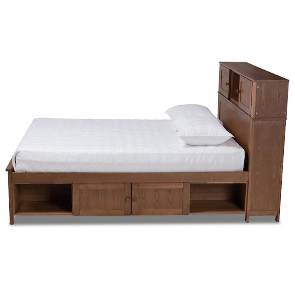 Baxton Studio Riko Walnut Queen Platform Storage Bed 168 10722 HD