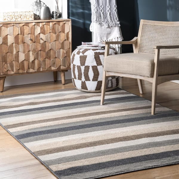 Malani Bengal Striped Beige 5 ft. x 8 ft. Area Rug