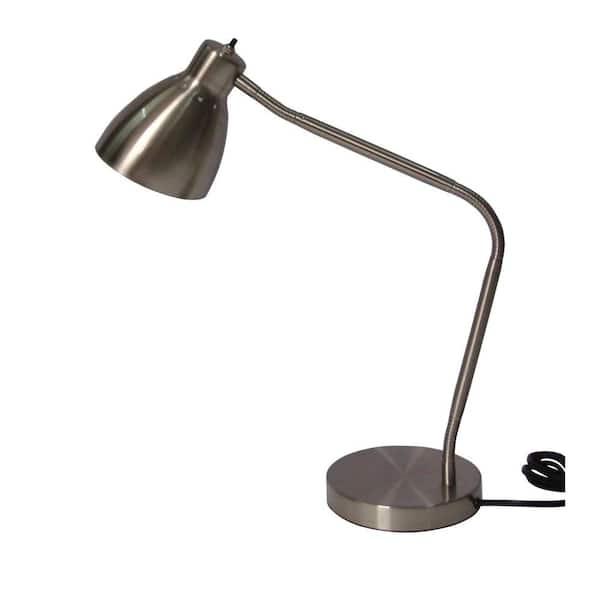Hampton Bay 27.5 in. Satin Steel Gooseneck Desk Lamp