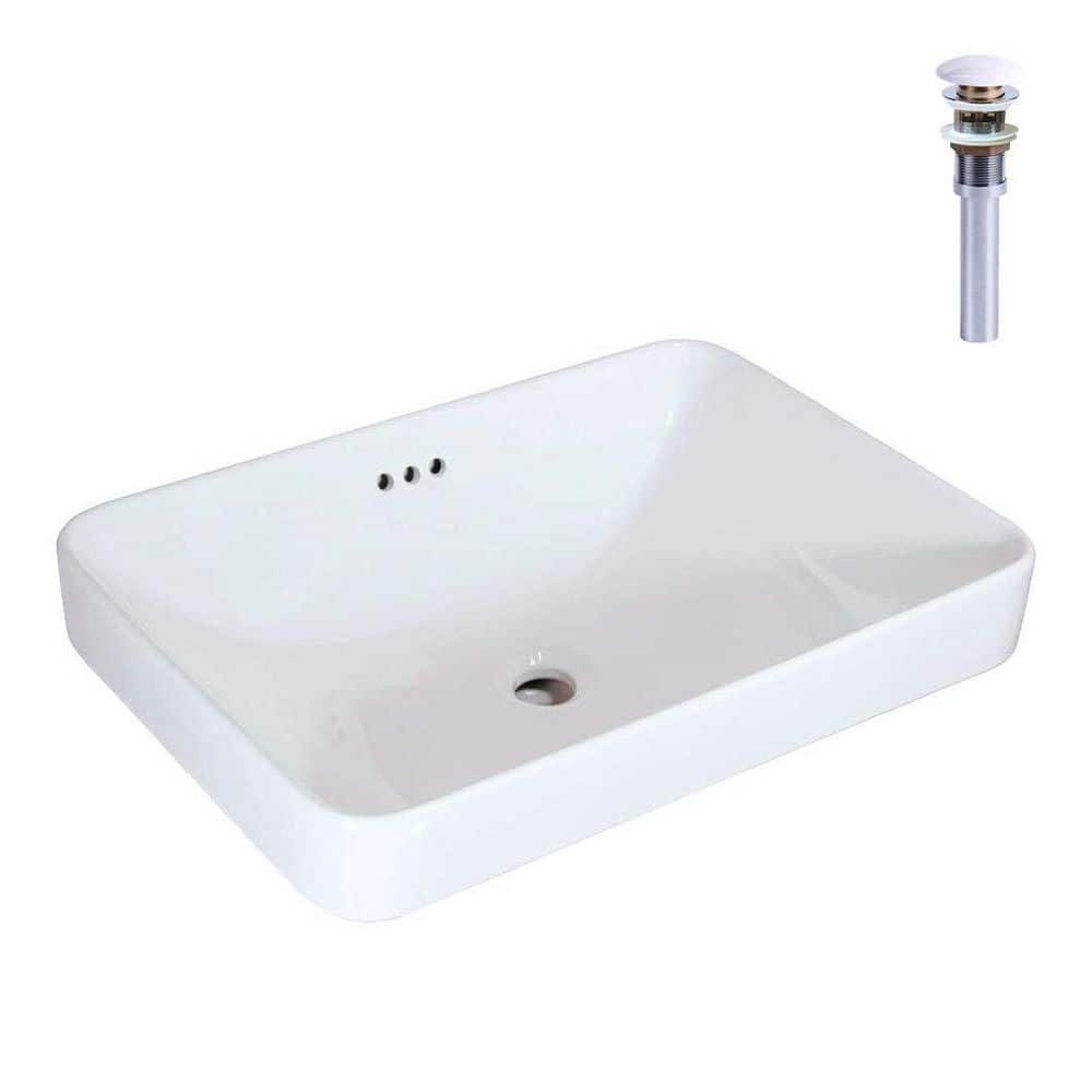 23 in. Rectangle Drop-In Ceramic Bathroom Sink in White with Pop Up Drain price history on PriceWatchPro