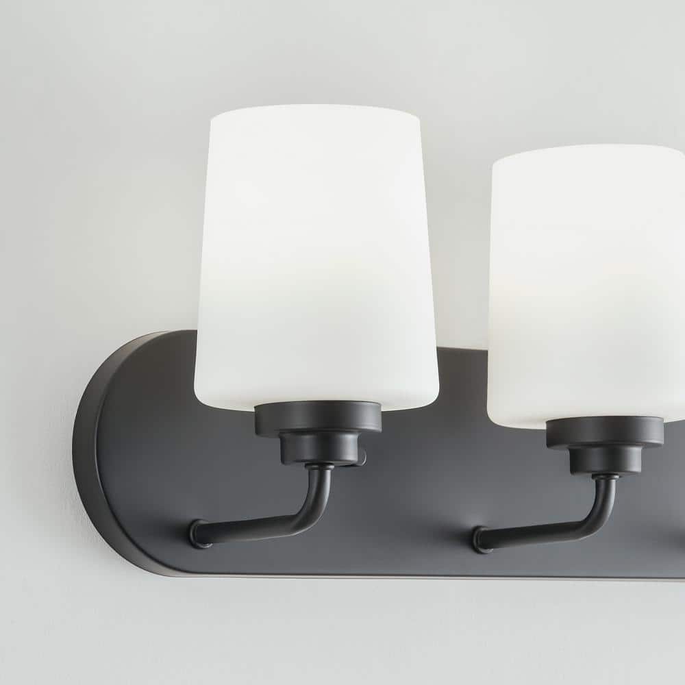 Windom Midnight Black 3-Light Dimmable Vanity with Etched Glass