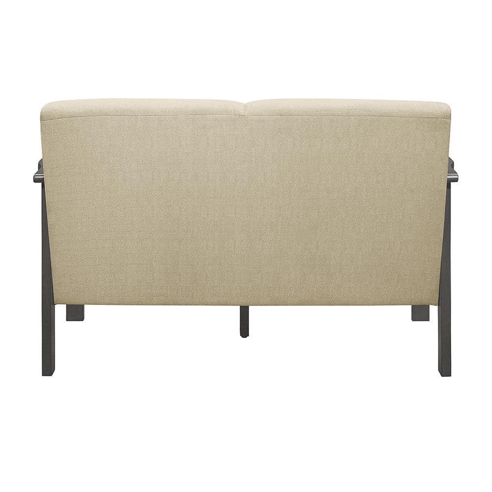 Lewiston Light Brown Fabric Upholstered Loveseat with Wood Frame