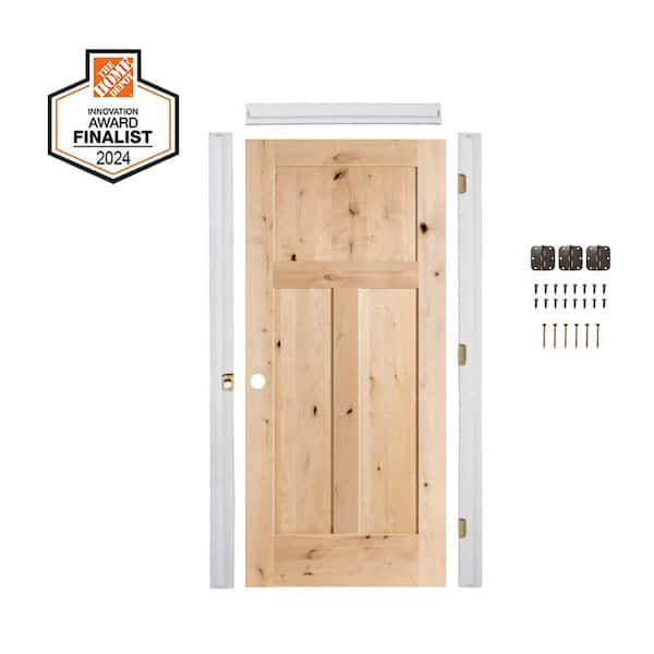 Krosswood Doors DIY RTA Kit 24 in. x 80 in. Right-Hand Shaker Knotty Alder Unfinished Wood Single Ready To Assemble Interior Door