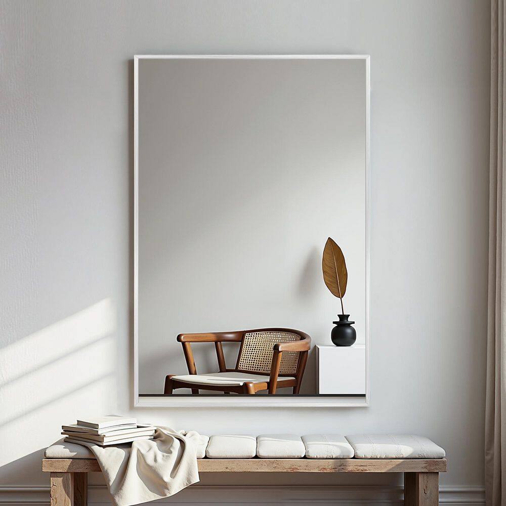 26 in. W x 38 in. H Modern Silver Metal Bathroom Mirror Accent Wall Mirror Wall Decor for Living Room Bedroom Entryway price history on PriceWatchPro