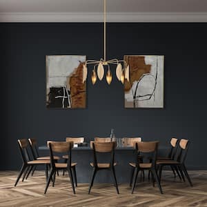 Eden 8 Light Modern Old Satin Brass Chandelier with Metal Shield For Dining Rooms