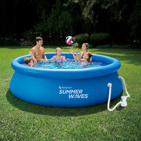 Summer Waves 10 Ft Quick Set Inflatable Above Ground Pool with Filter Pump Summer Waves 10 Ft Quick Set Inflatable Above Ground Pool with Filter Pump