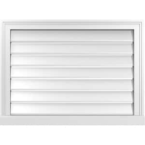 30 in. x 22 in. Vertical Surface Mount PVC Gable Vent: Functional with Brickmould Sill Frame