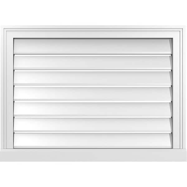 Ekena Millwork 30 in. x 22 in. Vertical Surface Mount PVC Gable Vent: Functional with Brickmould Sill Frame