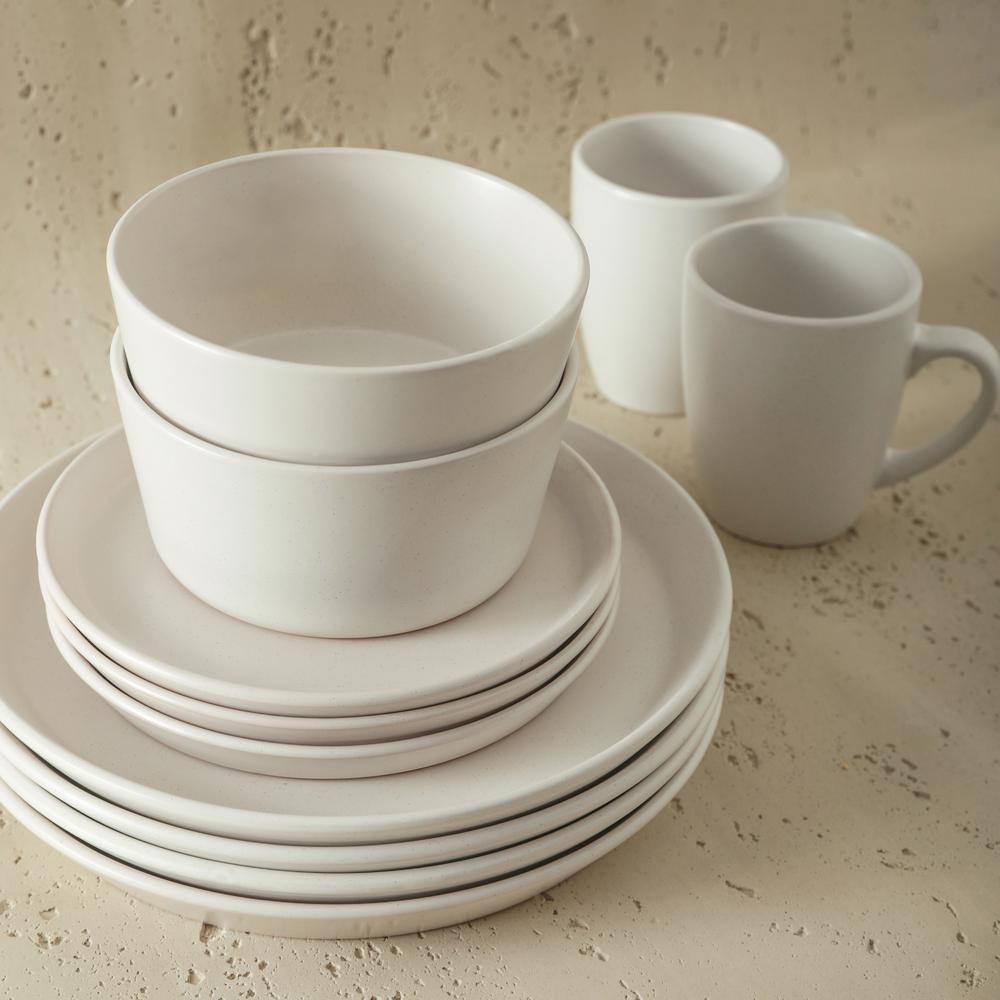 Snow White Ceramic 32-Piece Glazed Dinnerware Set