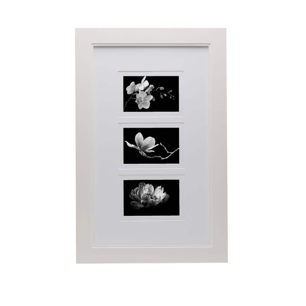 Glossy White Wood Collage Wall Frame for 3 Photos