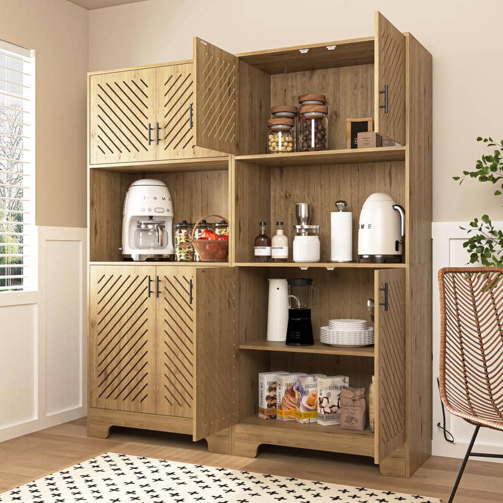 Kitchen Storage Cabinet Brown 71 in. H Kitchen Pantry Cabinet Adjustable Sh