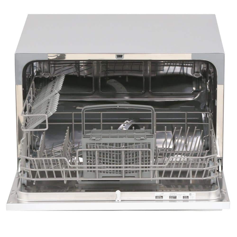 Silver 6-Place Setting Countertop Dishwasher with LED Display