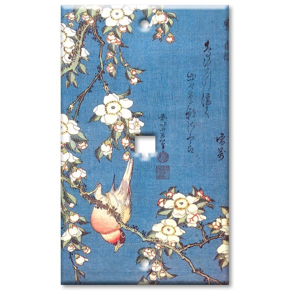 Art Plates Hokusai Weeping Cherry and Bullfinch Cat5 Wall Plate