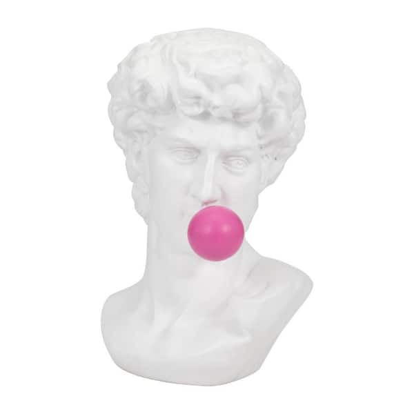 White 8 in. x 13 in. Resin Novelty Greek God Head with Gum Figurine