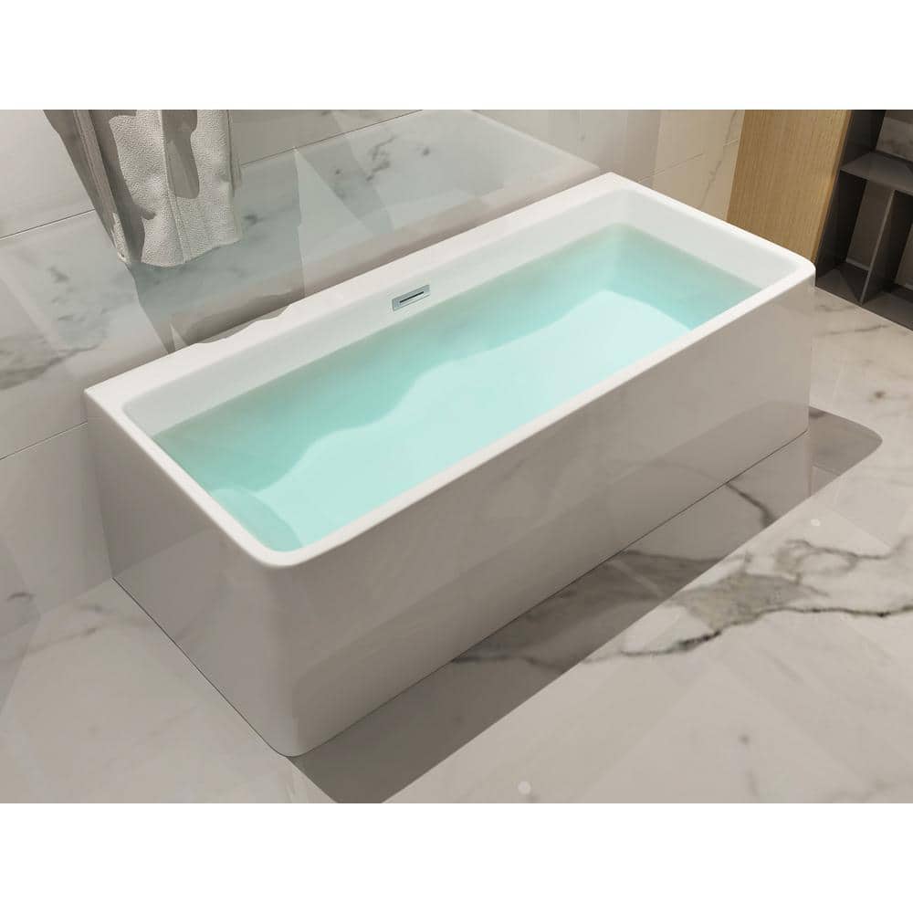 67'' White Freestanding Acrylic Soaking Bathtub