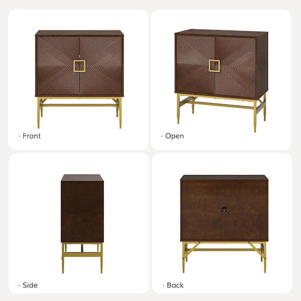 Walnut JAYDEN CREATION Zacharias Walnut 34 in. Tall 2 - Door Modern