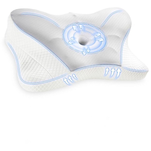 Gray Cervical Contour Memory Foam Pillows with Pillowcase for Side Back Stomach Sleepers