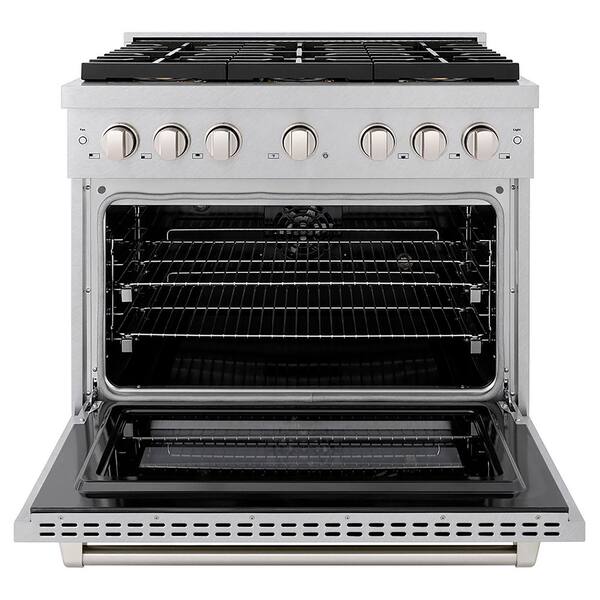 36 in. 5.2 cu. ft. Paramount Dual Fuel Range with 6 Burner DuoPro Cooktop and Electric Oven in Satin Stainless Steel