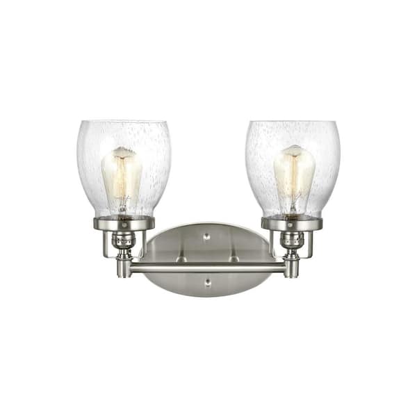Generation Lighting Belton 15 in. 2-Light Brushed Nickel Vanity Light with Clear Seeded Glass Shades