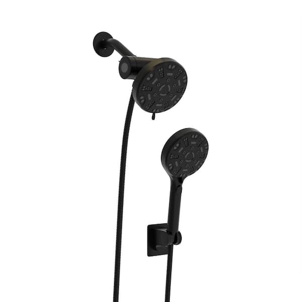Fapully 8-Spray 4.7 in. Dual Shower Head and Handheld Shower Head, 1.8 GPM Wall Mount Fixed and Shower Head in Matte Black