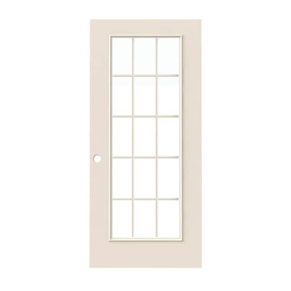 JELD-WEN 36 in. x 79 in. 15 Lite Primed Steel Universal/Reversible Front Door Slab