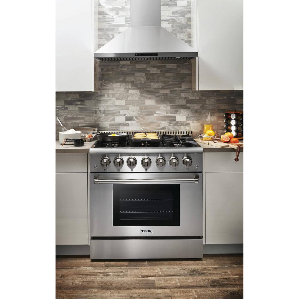 Thor 36" Stainless Steel Dual Fuel Convection Range