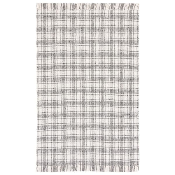 Natura 2 ft. x 3 ft. Gray/Ivory Geometric Plaid Area Rug