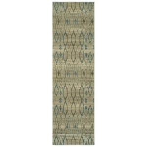 Ralston Ivory/Blue 2 ft. x 8 ft. Distressed Runner Rug