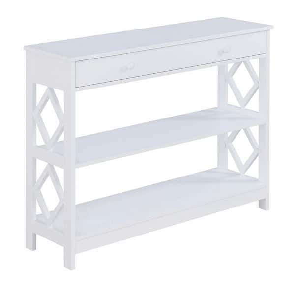 Convenience Concepts Diamond 31.75 in. White Rectangle Wood Console Table with 1-Drawer