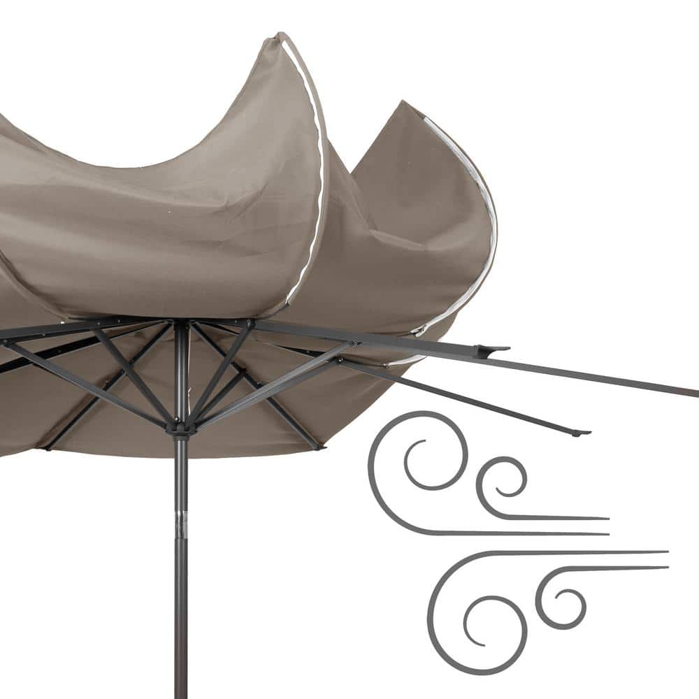 10ft Sand Gray Tilting Market Patio Umbrella with Steel Frame