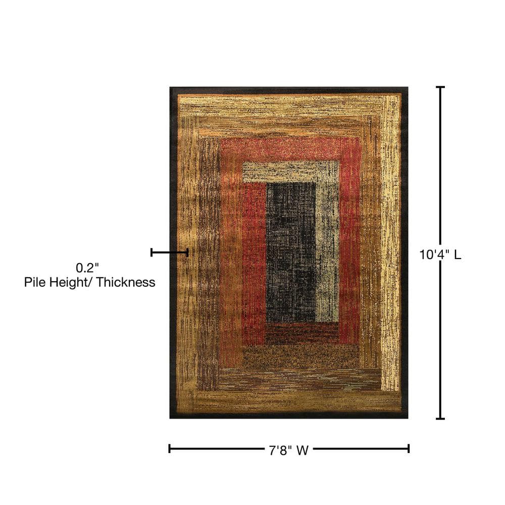 Reversible Tufted Geometric Black Synthetic 93'' Area Rug
