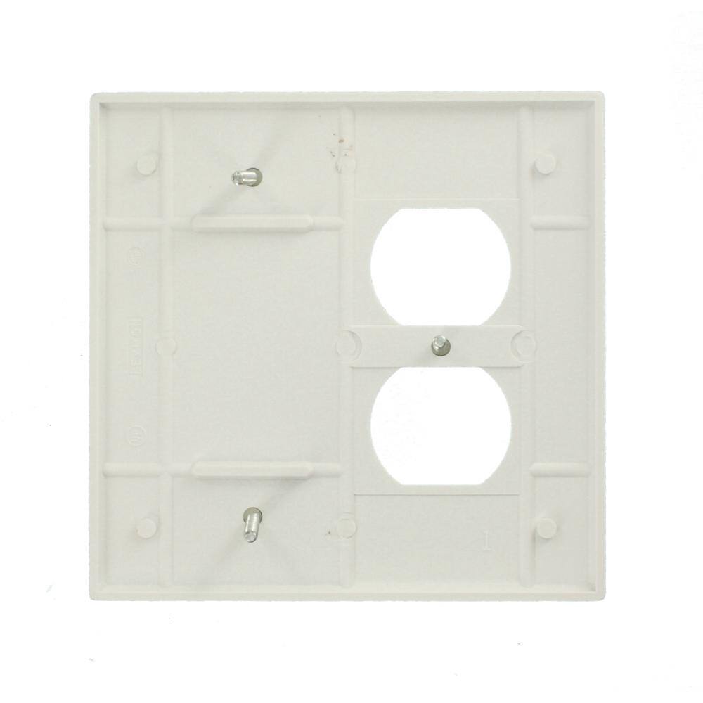 White Thermoset 2-Gang 1-Duplex 1-Blank Wall Plate