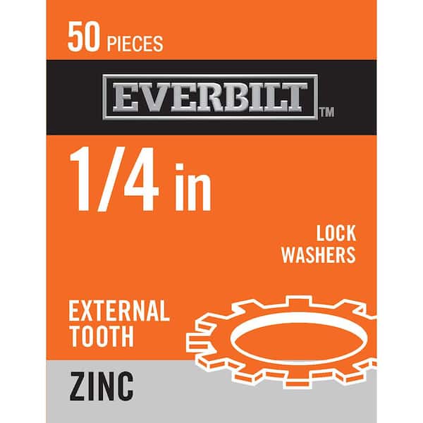 Everbilt 1/4 in. Zinc-Plated Steel External Tooth Lock Washer (50-Piece/Pack)