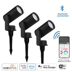 450-Lumens Black Low Voltage LED Outdoor Spotlight with Smart App Control Powered by Hubspace (3-Pack)