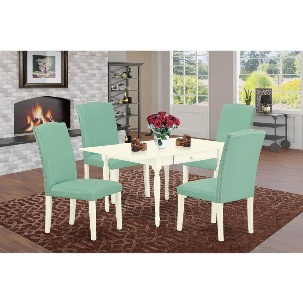 5-Piece Linen White Finish Solid Wood Top - Dining Room Set with Dropleaf - Seats 4 price history on PriceWatchPro