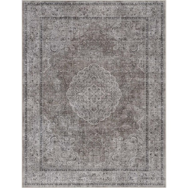 Gray 7 ft. 7 in. x 9 ft. 10 in. Asha Odette Vintage Persian Oriental Area Rug