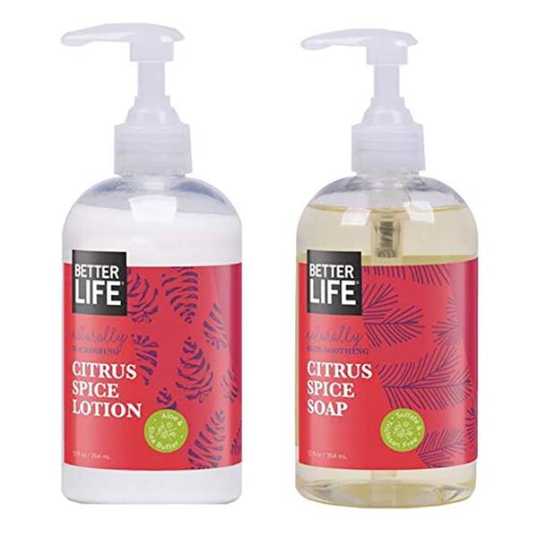 Better Life Citrus Spice Winter Wishes Kit with 12 Ounce Hand Soap and Lotion
