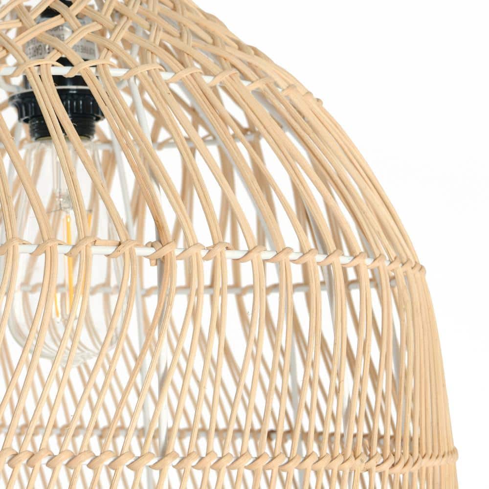 78" Black Metal Arc Floor Lamp with Marble Base and Rattan Shade