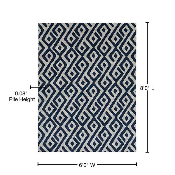 Foss Abstract Indoor/Outdoor 6 X 8 (ft) Blue/White Indoor/Outdoor Abstract  Area Rug in the Rugs department at