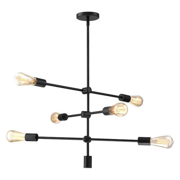 26.5 in. 6 Light Morden Black Rustic Linear Chandelier for Kitchen Island with no bulbs included