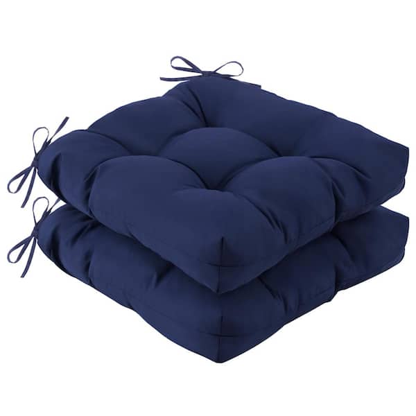 2-PC Outdoor Chair Cushions, Waterproof Seat Cushions for Patio Furniture, Fade-Resistant Chair Cushion (Navy Blue)