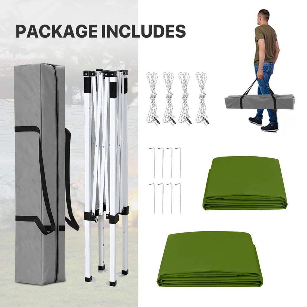 Grass Green 5x5 Outdoor Portable Canopy Tent with White Frame