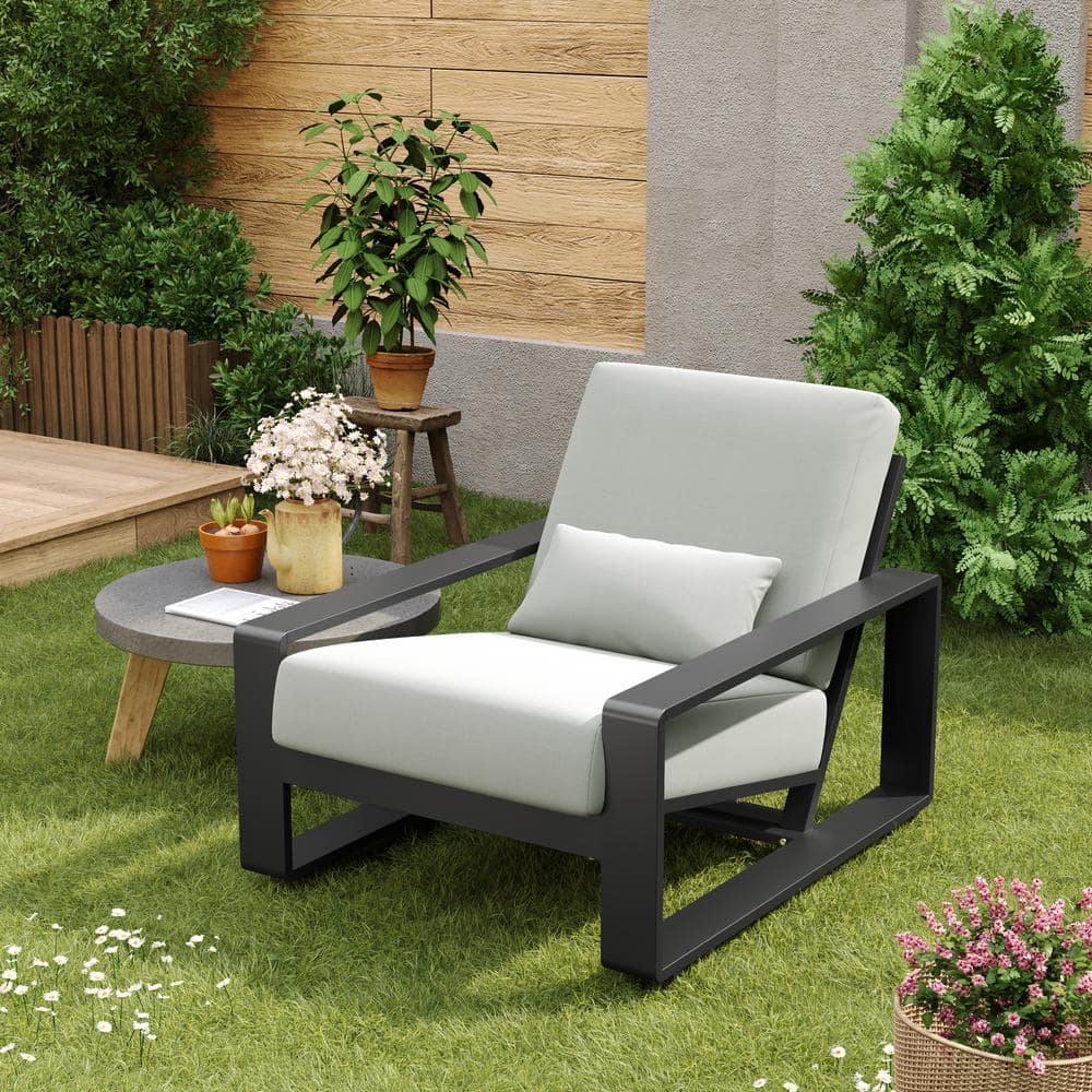 CHRISTOPHER KNIGHT HOME Aureth Black Aluminum Outdoor Patio Lounge ...