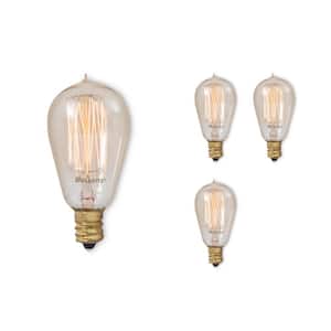 25 - Watt Equivalent ST15 Dimmable Candelabra Screw Decorative Incandescent Light Bulb Amber Light 2200K, 4 Pack
