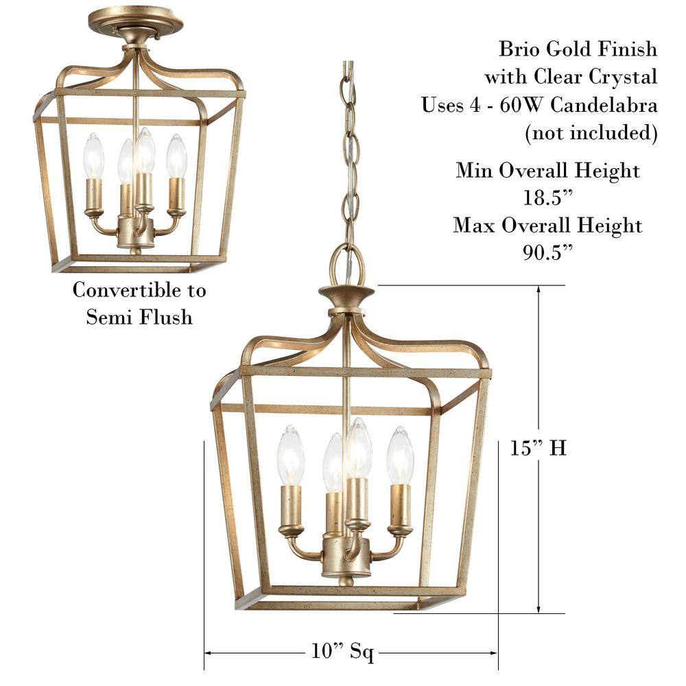 Brio Gold Crystal Lantern Pendant with Dimmable LED