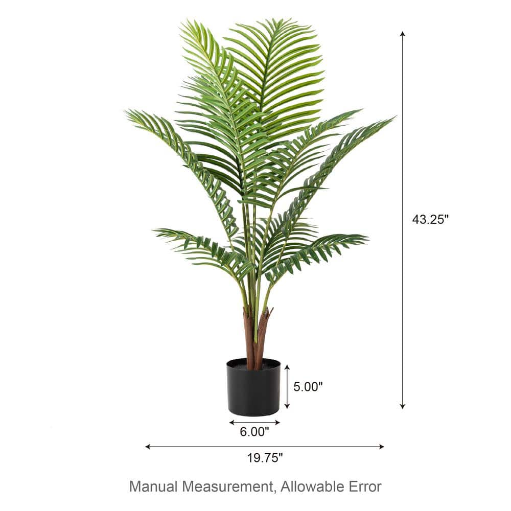 43.25" Green Plastic Outdoor Potted Palm Floor Plant