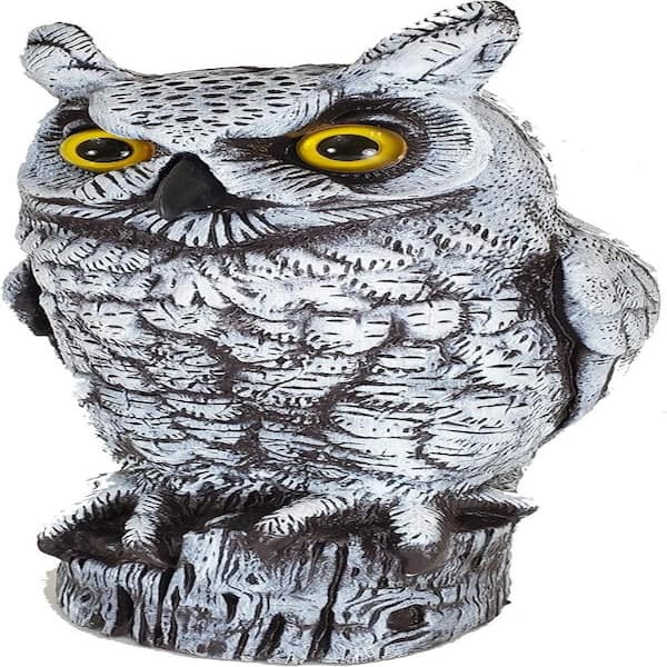 Fake Owl Decoy for Scaring away Birds in Gardens, Roofs and Patios, 16 in. Great Horned Owl
