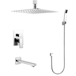 Narmada 1-Spray Pattern Wall Mount Dual Shower System: 8 in. Shower Head-Polished Chrome