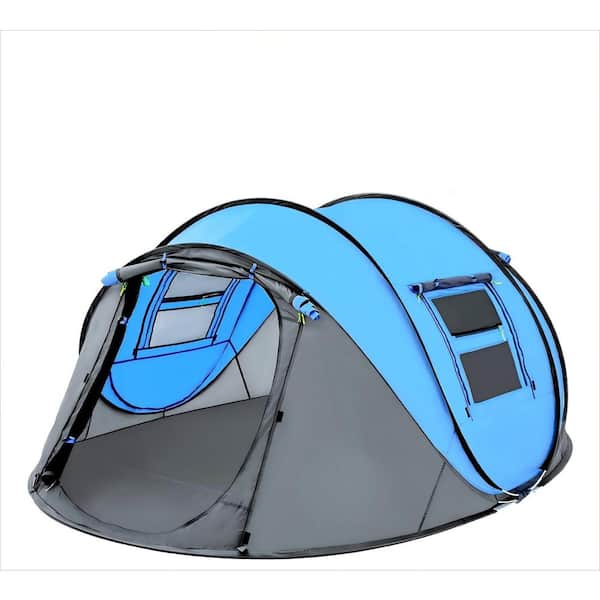 9 ft. x 6.5 ft. Easy Pop Up Tent Waterproof Canopy, 2 Doors-Instant Automatic Setup Tent for Camping, Hiking, Blue