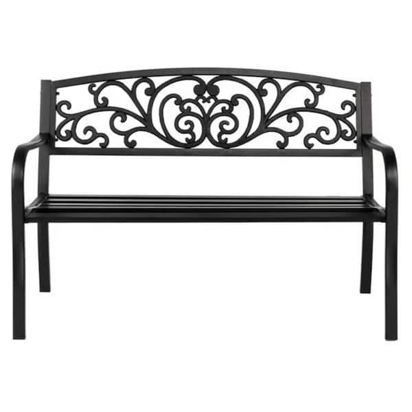 50 in. Metal and PVC Outdoor Courtyard Decoration Park Leisure Bench Seating Capacity 2-Person